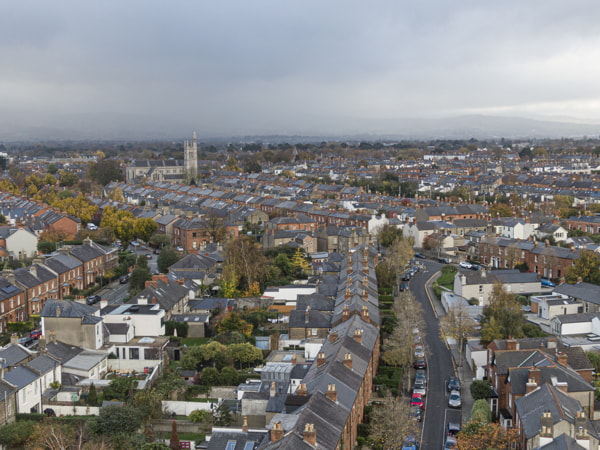 Vista panorámica de los suburbios de Dublín, en Irlanda