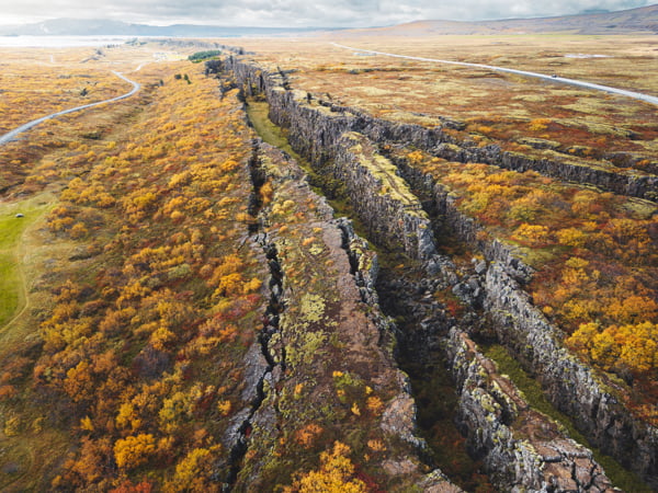 Thingvellir, cañón de Pingvellir, colisión de dos placas tectónicas
