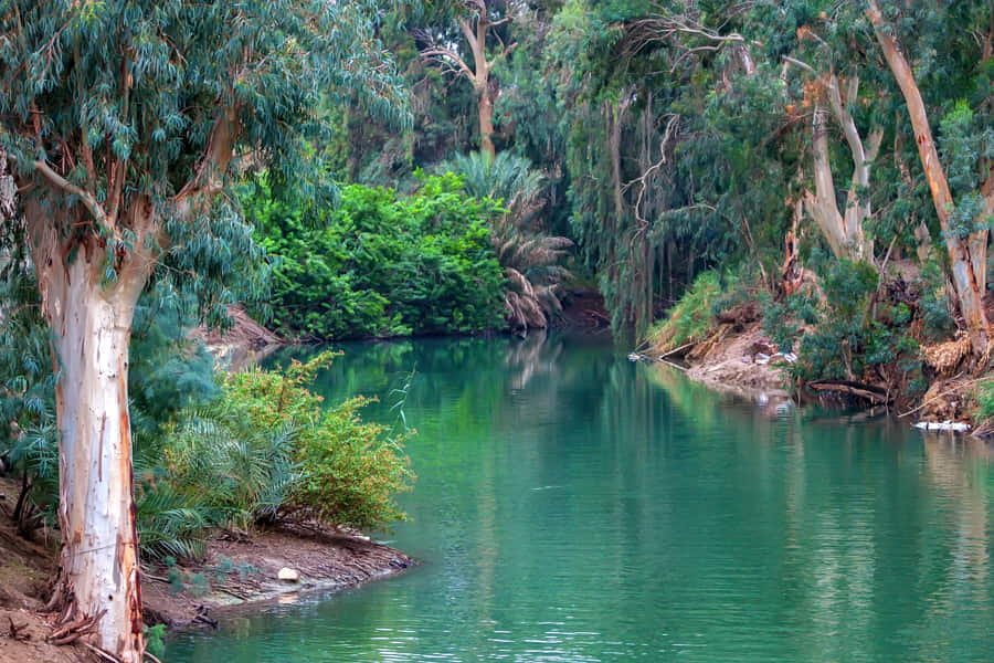 Vista panorámica del río Jordán, el lugar donde Jesucristo fue bautizado